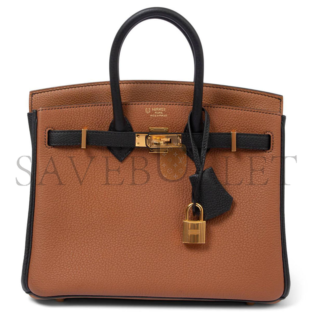 h**mes master birkin 25 epsom G01den brown and black gold buckle 1380217481102 (25*18*13cm)